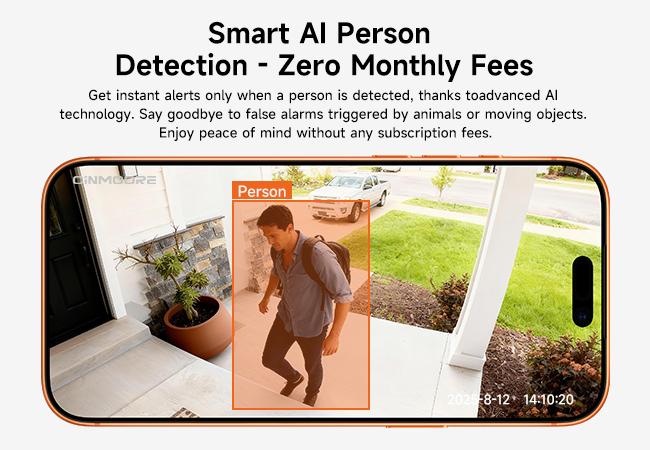 【2026 Big SALES】CINMOORE Outdoor/Indoor Magnetic wireless Camera 2.5K free install Smart Garage 2.4G WI-FI Security Camera – HD Video, Night Vision, Motion Detection, Magnetic, Wi-Fi, Two-Way Audio, Smartphone Control Lens