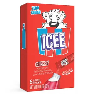 3x ICEE Cherry Singles To Go - Delicious Drink Flavoring Powder 0.09oz