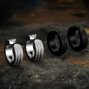 GTHIC Unisex Frosted Geometric Stainless Steel Hoop Ear Cuffs Minimalist Accessories for Daily Wear