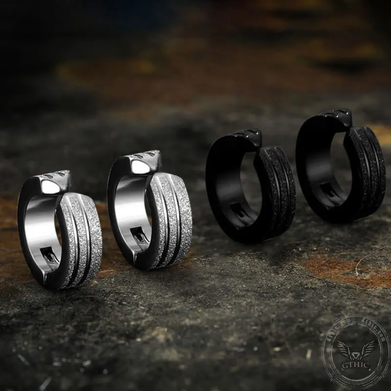 GTHIC Unisex Frosted Geometric Stainless Steel Hoop Ear Cuffs Minimalist Accessories for Daily Wear