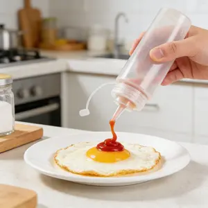 12 Pack Clear Squeeze Sauce Bottles, BPA-Free Condiment Dispensers with Cap, Ideal for Kitchen, Camping, BBQ & Food Truck Use