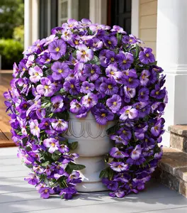 Ivydale Artificial Flowers for Outdoors, 2pcs Faux Silk Pansies Flowers UV Resistant Fake Hanging Flower Plants for Outside Planters Porch Yard Patio Window Box (Mix Purple)