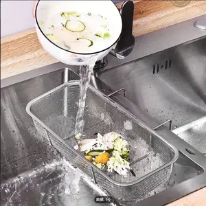 Stainless Steel Side Sink Drain Filter Basket, Corner Hanging Sink Strainer, Kitchen Food Waste Filter, Silver Color Rectangular