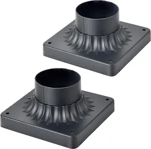 Pier Mount Base 2 Pack,Cast Aluminum Outdoor Post Light Adapter for Deck Porch Patio in Matter Black Finish 5.6" W*5.6" L