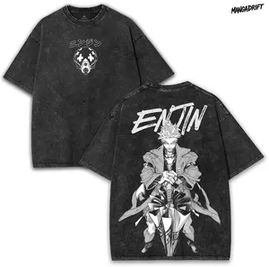 Enjin Blade Stance – Gachiakuta Vintage Washed Oversized Tee 260GSM | Perfect Drop for True Anime Streetwear Lovers Cotton Menswear