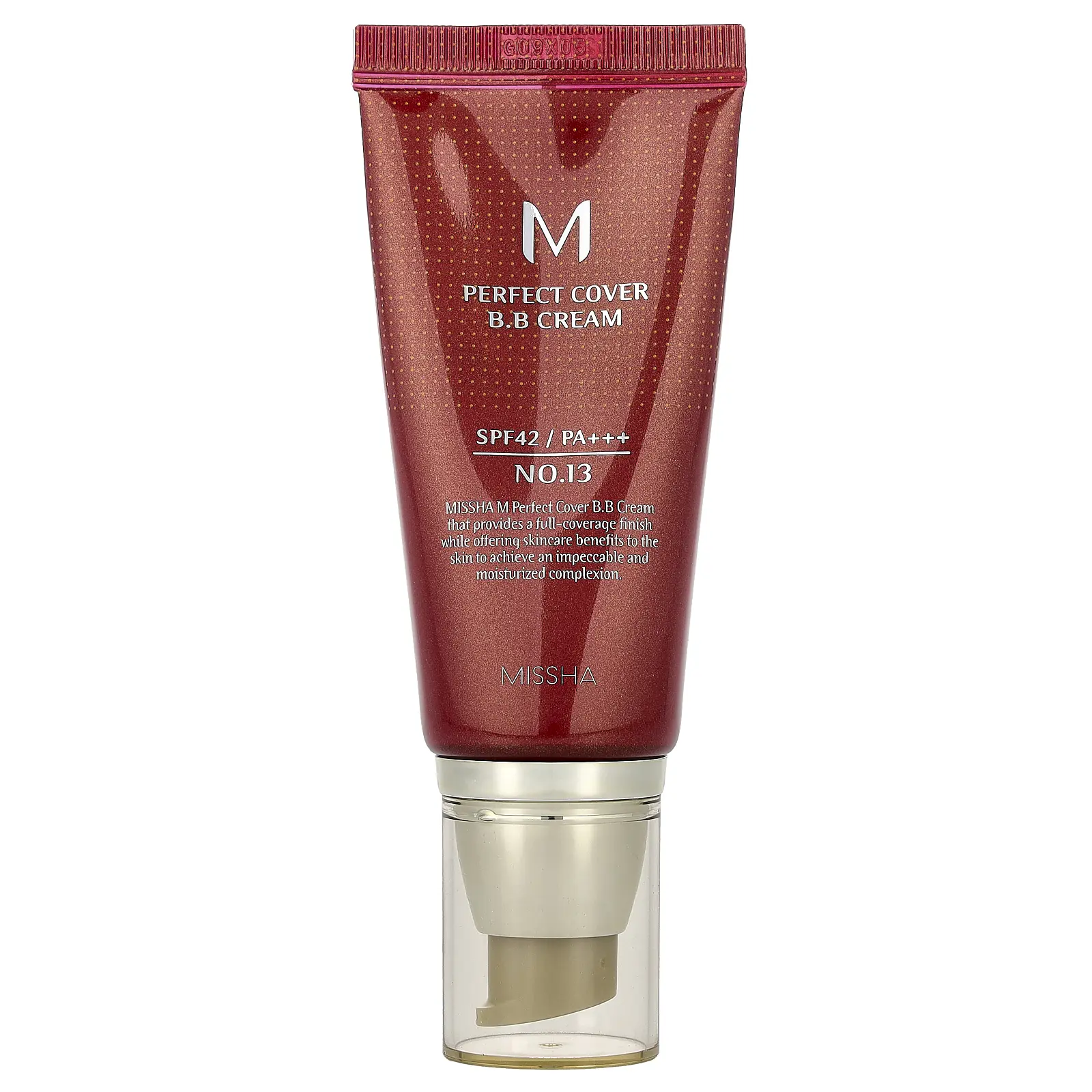 Missha M Perfect Cover B.B Cream, SPF 42 PA+++, No. 13 Bright Beige, 1.69 fl oz (50 ml)