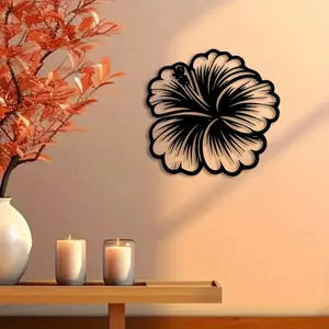 1pc Hibiscus Metal Wall Art, Hibiscus Statue Mural, Perfect for Tropical Room, Island Wall, Paradise Corner Decor, Hibiscus Day Decor, Ideal Gift for Island Lovers,Perfect For Halloween/Christmas/Easter decor.