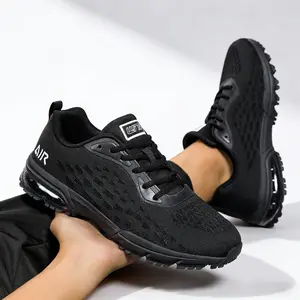 Fashion AllBlack Men's Lightweight Running Shoes Breathable Non Slip Gym Workout Sneakers