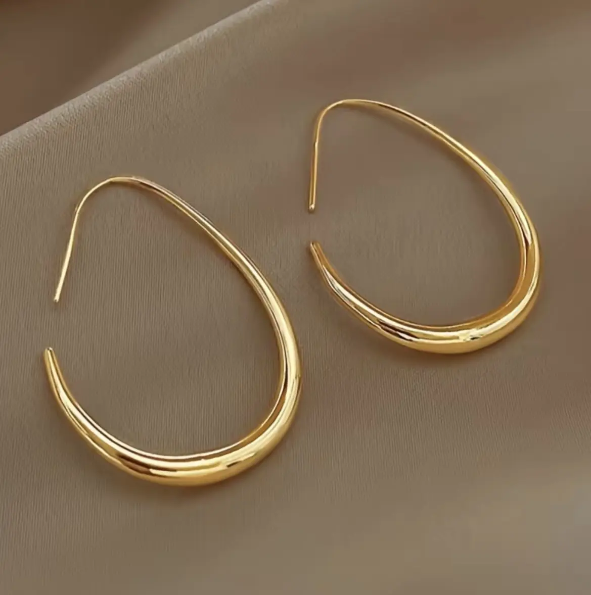 Gold Teardrop Hoop Earrings Women, Large Open Hoop Drop Earrings, Minimalist Statement Earrings, Lightweight Waterproof Jewelry, Fashion Gift