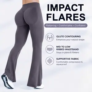 DEEFY IMPACT Flares Butt Bottoms Gymwear Workout Gym Women Butt Lifting Pants Sportswear Sports Slim Fit Tummy Control Yoga