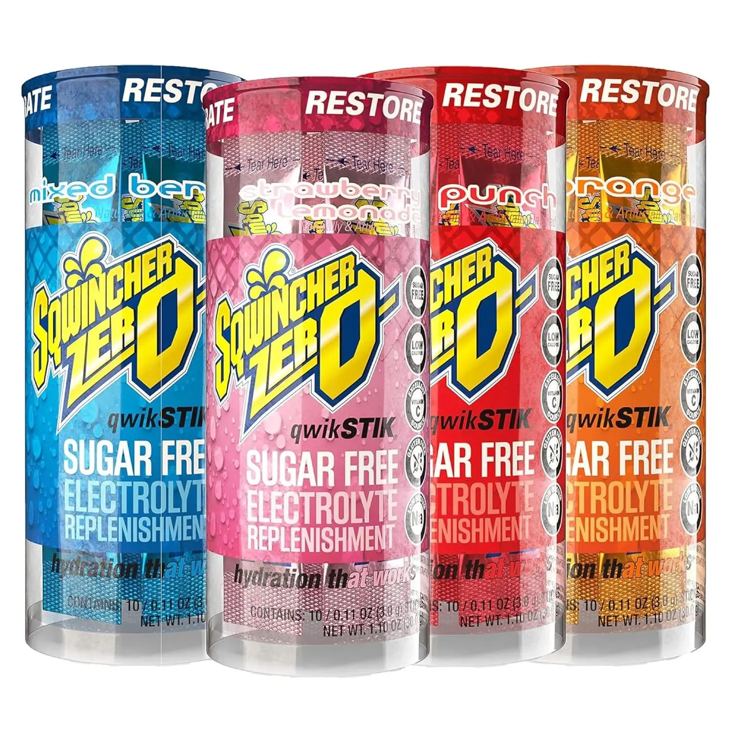 (Pack of 1) Sqwincher Qwik Stik Sugar-Free Electrolyte Beverage Mix, Assorted Flavors, .11oz Single-Serve Fast-Dissolving Sticks, 200-Pack for 20oz Water Bottle On-The-Go Hydration