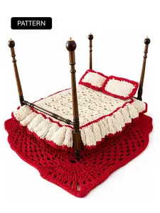 Handmade Crocheted Dollhouse Bedding Set – 1:12 Scale