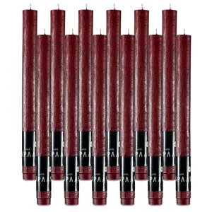 Rustic Wine Red Candlesticks - 12 Pack - 10" Decorative Red Candles for Christmas Home Decoration, Table Candles, Party, Wedding, and Holiday