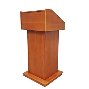 FixtureDisplays® 22.4x21.6x48" Deluxe Podium Wood Lectern Church Pulpit on Wheels Great for Political Debate Event Lecture Funeral Home 119728-NF