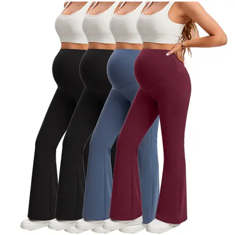Cymebosilux 4 Pack High-Waisted Maternity Leggings Pants Over The Belly Yoga Wear  Casual Activewear Yoga Pants in Comfortable Fabric