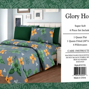6-Pcs Bed Sheet Queen Size 4 Pillowcases