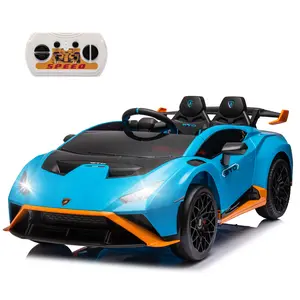 24V Ride on Toys for Big Kids, Licensed Lamborghini Ride on Car with Front EVA Wheel, 24V Battery Powered Toy with Remote Control, 360° Spin, LED Lights, Music, Drift Feature