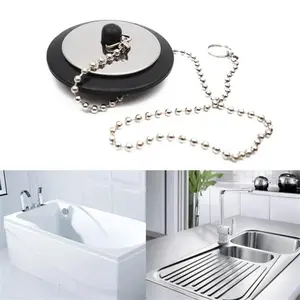 1pc Rubber Choke Bathtub Drain Stopper with Chain Bath Plug Drain Tub Stopper for Home and Hotel