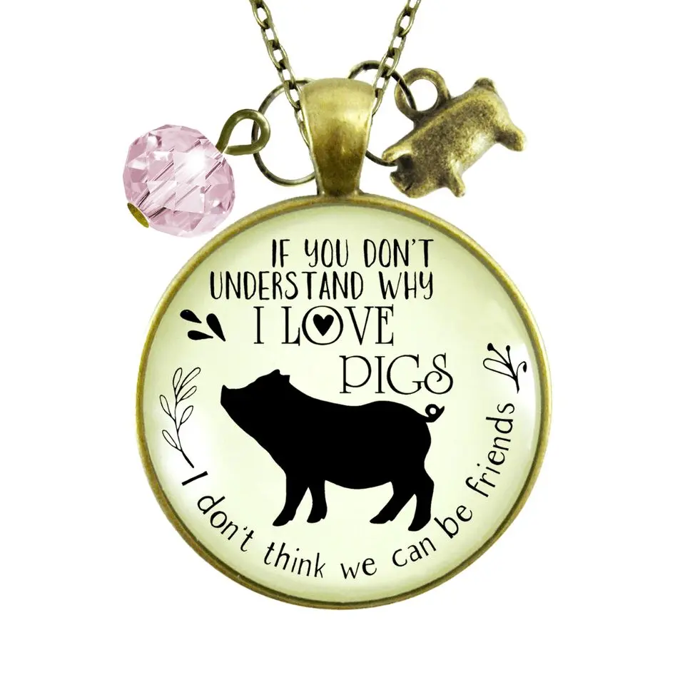 Pig Friendship Necklace Country Girl Pig Lovers Inspired Jewelry