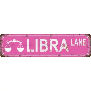 Libra Star Sign Zodiac Sign Vintage Metal Tin Sign, Street Sign, Home Decor, Room Decor, Wall Decor, Bathroom Decor, Bar Decor, Cafe Decor, Garage Decor, 16 x 4 Inch