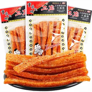 NERSQELX Spicy Strips - Spicy Gluten Latiao, Chinese Special Casual Snack Food, Made From Wheat  Chili  Spice, Low Sugar and Low Calories, Best Vegan, 102g (Pack of 3)