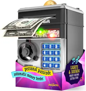 Mini ATM Money Bank for Kids and Adults, Electronic Coin & Cash Savings Box with Password Lock, Large Capacity Piggy Bank, Secure Money Jar for Boys & Girls