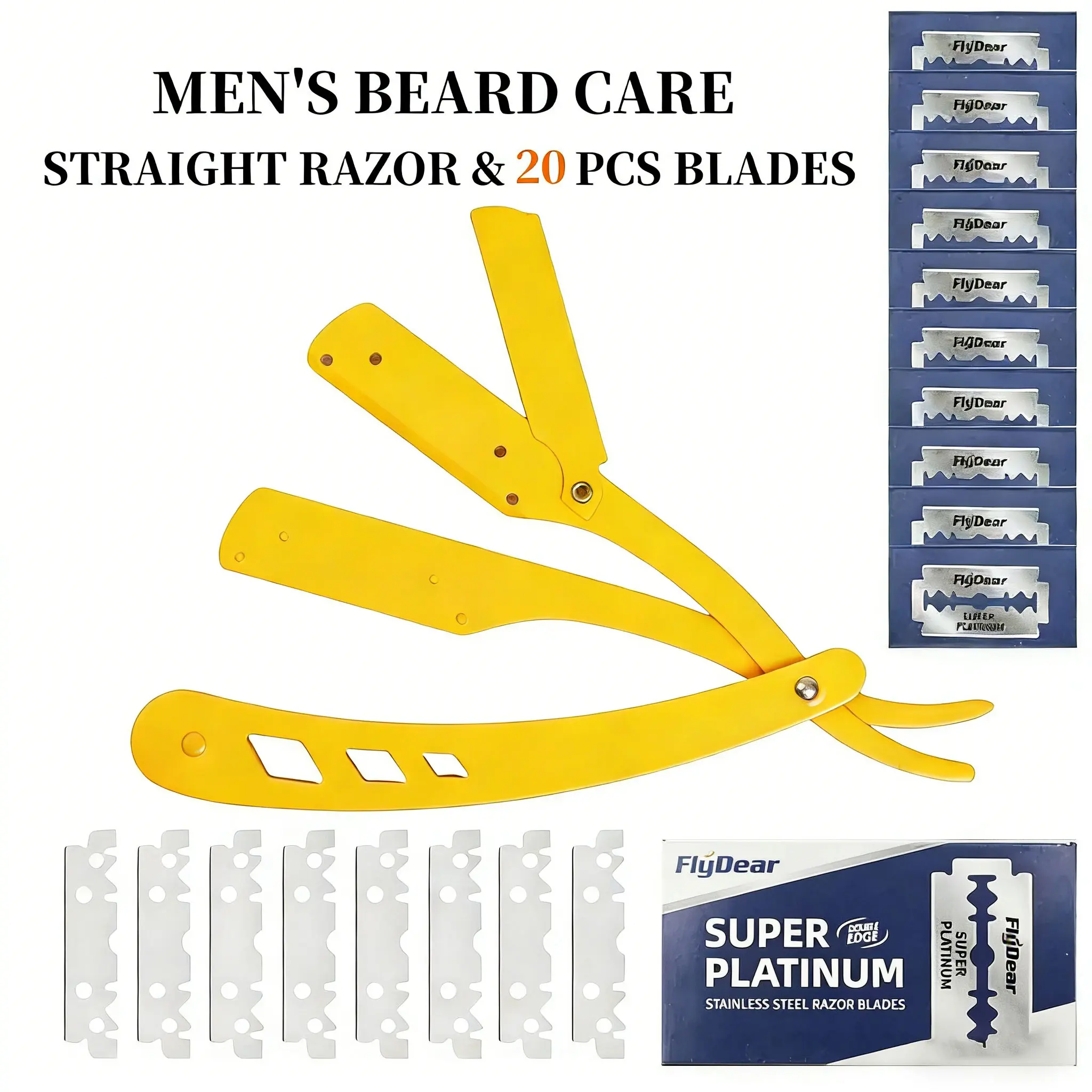 Professional Straight Razor for Men–Close Shave Shavette for Beard Shaping&Barber-Style Grooming Stainless Steel Professional Barber Razor anti-slip design manual shaving edge Folding Dermaplane Facial Razor safety blade Set replacement Reusable daily