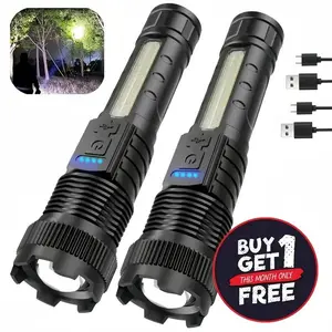 BUY 1 GET 1 FREE 2000 LUMENS ZOOMABLE FLASHLIGHT 6 Modes COB Side Light Super Bright for Camping Emergency Outdoor 18650 Battery Compact Water Resistant China Made waterproof ipx6