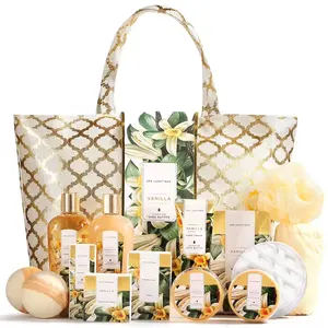 Vanilla Scent Fashion Bath Set Tote Home Spa Gift Set Mother's Day Gift Bath and Body Care Sets, Self Care Bundles, Bubble Skincare, Valentine Christmas Hygiene Kit for Girls Mother's Day Gift For Mom Pamper Your Mother