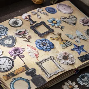 Vintage Theme Decorative Stickers, Graphic Decal, 30 Sheets/bag Paper Material, Retro Style Journal Supplies, Bottle Decoration Stickers