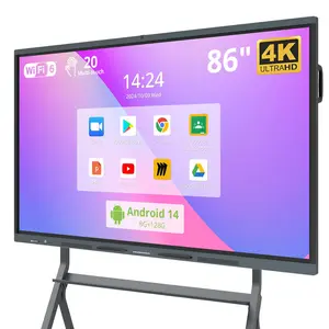 86″ Smart Board, 4K UHD Interactive Whiteboard with Android 14 System and 13MP Camera, All in One Digital Whiteboard for Home, Classroom and Business (Wall Mount Included)