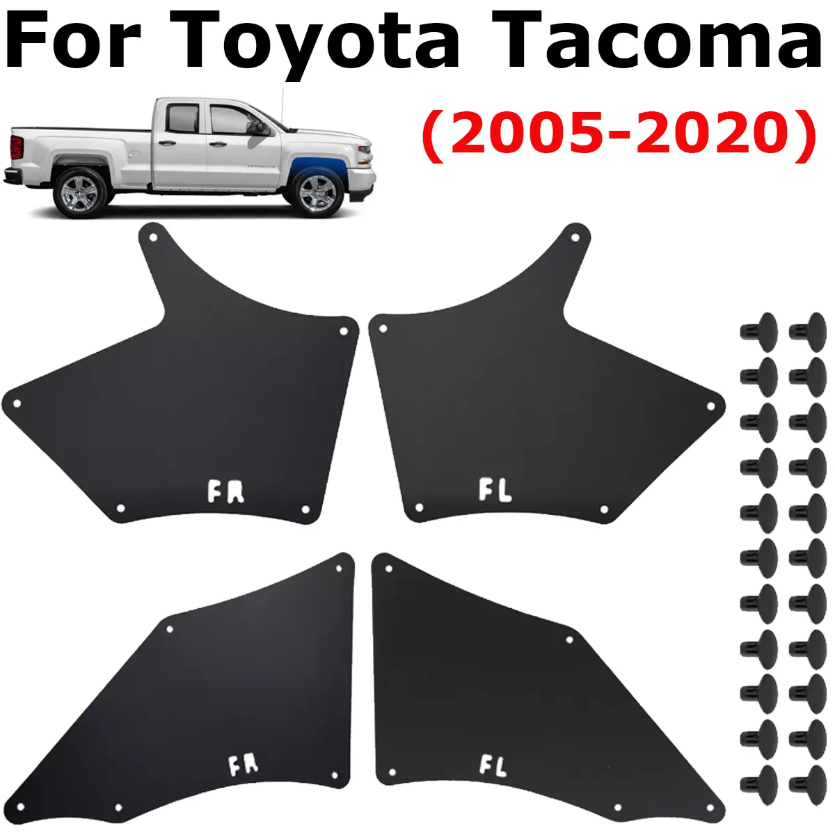 Automotive Non-Woven Mudguard Seal Cover Splash Guards, 4-Piece Car Exterior Vehicle Accessories for Toyota Tacoma 2005-2020 Pickup