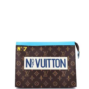 Pre-owned Louis Vuitton Canvas Coated Clutches & Wristlets Pochette Voyage No.7 Trunk L'Oeil Vintage Monogram Canvas MM by Rebag