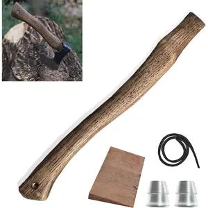 19.7in Durable Black Replacement Axe Handle with Wooden and Steel Wedges, Practical Hatchet Handle for Camping Gardening, Practical Outdoor Camping Essential Tool