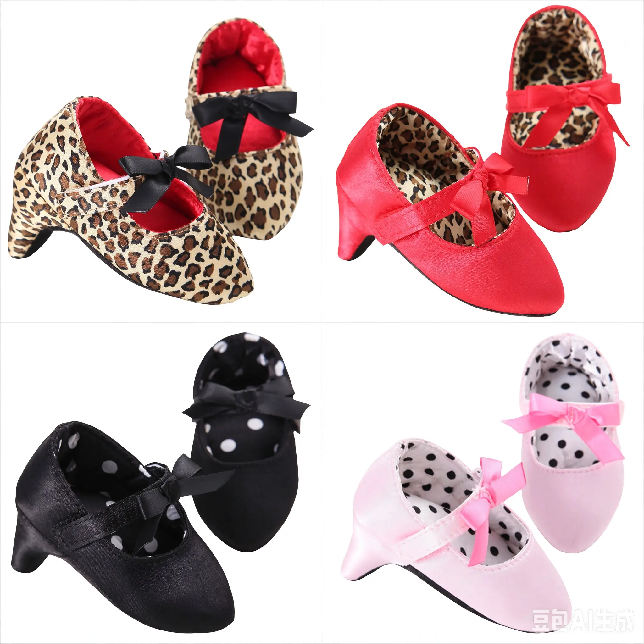 [Goose goose] Newborn Baby Girls Princess Moccasins - Infant Shoes for 0-6 Months, Leopard Print, White Black/Black Assortment, Ankle-High, Bowknot, High Heel, Soft Toe, Cotton Blend Rubber Sole, Crib & Photo Footwear, Cute Shoes