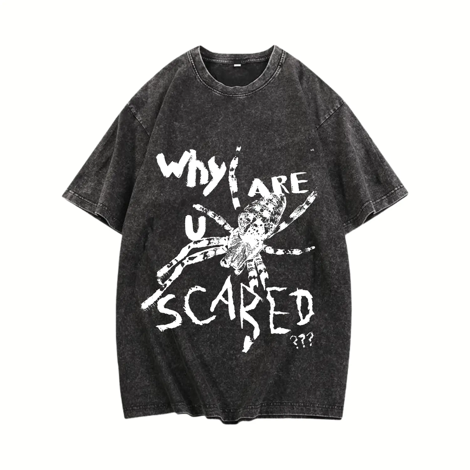 Fitcheak Spider and Letter Print T-shirt Unisex Design Stretch