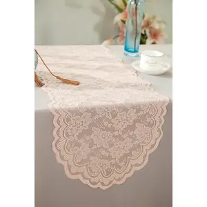 13.5"x108" Caspari Lace Table Runners - Blush Pink/Rose Gold (1pc)