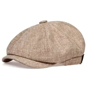 Vintage Newsboy Cap British Style - Octagonal Retro Peaky Blinders Flat Cap, Breathable Baker Boy Cabbie Hat for Men, Fashion Accessories