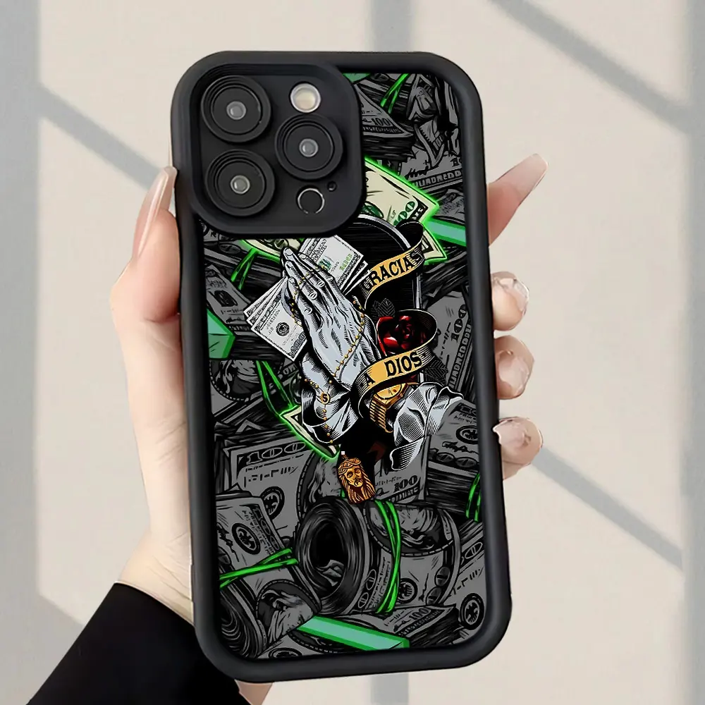 Creativity Has Money In Hand Pattern - Trendy & Popular, Shockproof Anti-Fingerprint Full Cover Thick Protection Soft Phone Case Compatible with iPhone 7/8/11/12/13/14/15/16/16Pro/Plus/16Promax/X/Xs Max/Xr/12/13mini