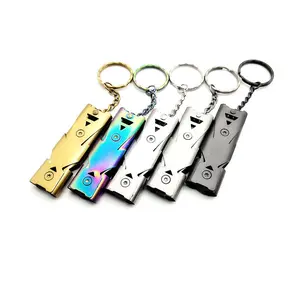 Survival whistle, double-barreled blast whistle Outdoor rescue whistle Stainless steel high-frequency earthquake rescue whistle high decibel