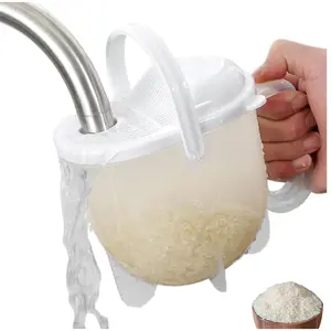 Rice Washer Strainer Bowl with Fine Mesh Holes, Ergonomic Handle, No Rice Leakage, Hands-Free Grain Washing Tool for Kitchen & Dining Room, Kitchen Sink Strainer