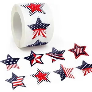 500 Pack 1.5 Inch 4th of July Stickers Roll - Patriotic Decorative Stickers for Independence Day Party, Gifts, and Crafts (C)