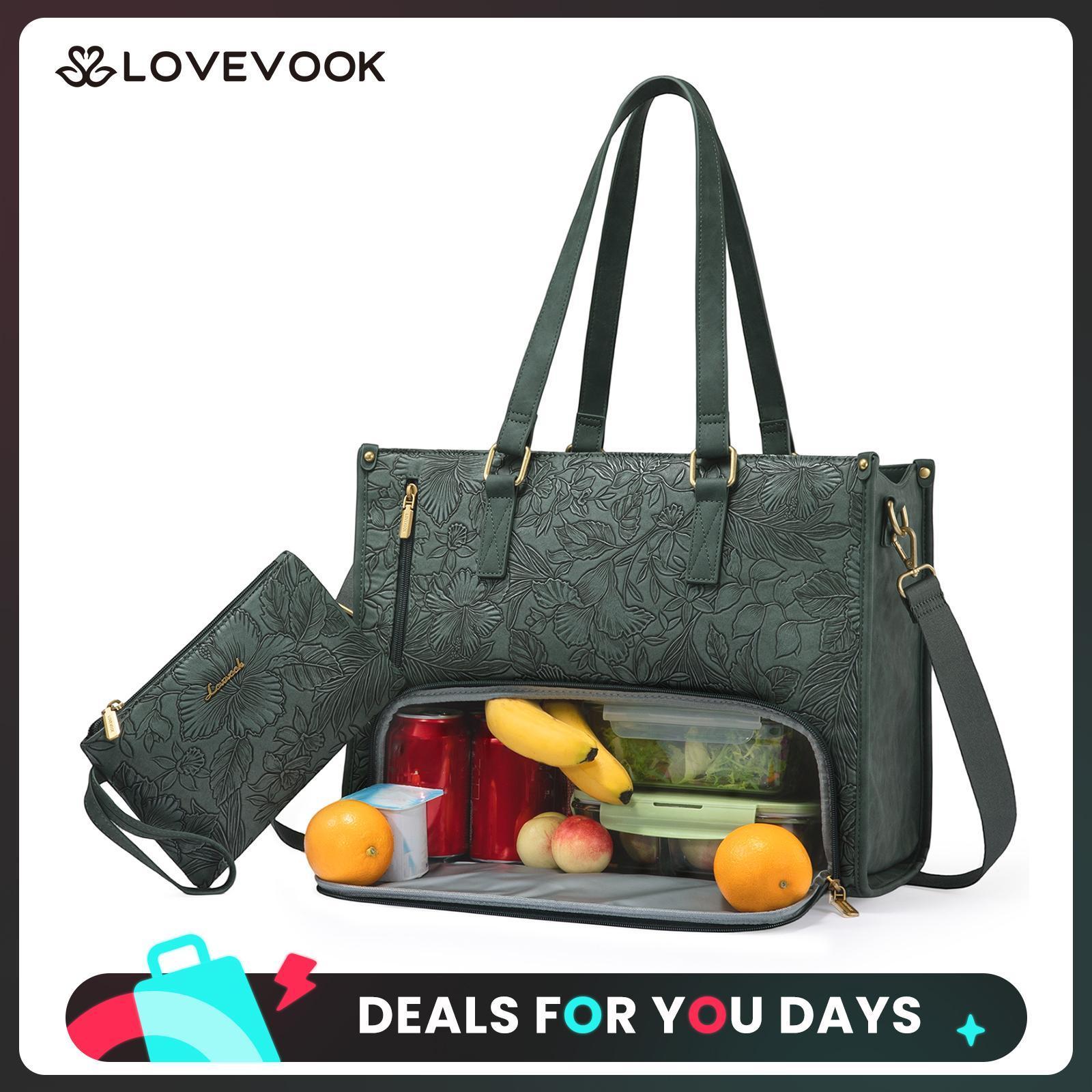 LOVEVOOK Lunch Tote Bag for Women, Laptop Bag with Insulated Lunch Compartment, Quilted Large Capacity Computer Handbag with Purse for Business, Work, Nurse, Office, Collage, Casual. DealsForYouDays
