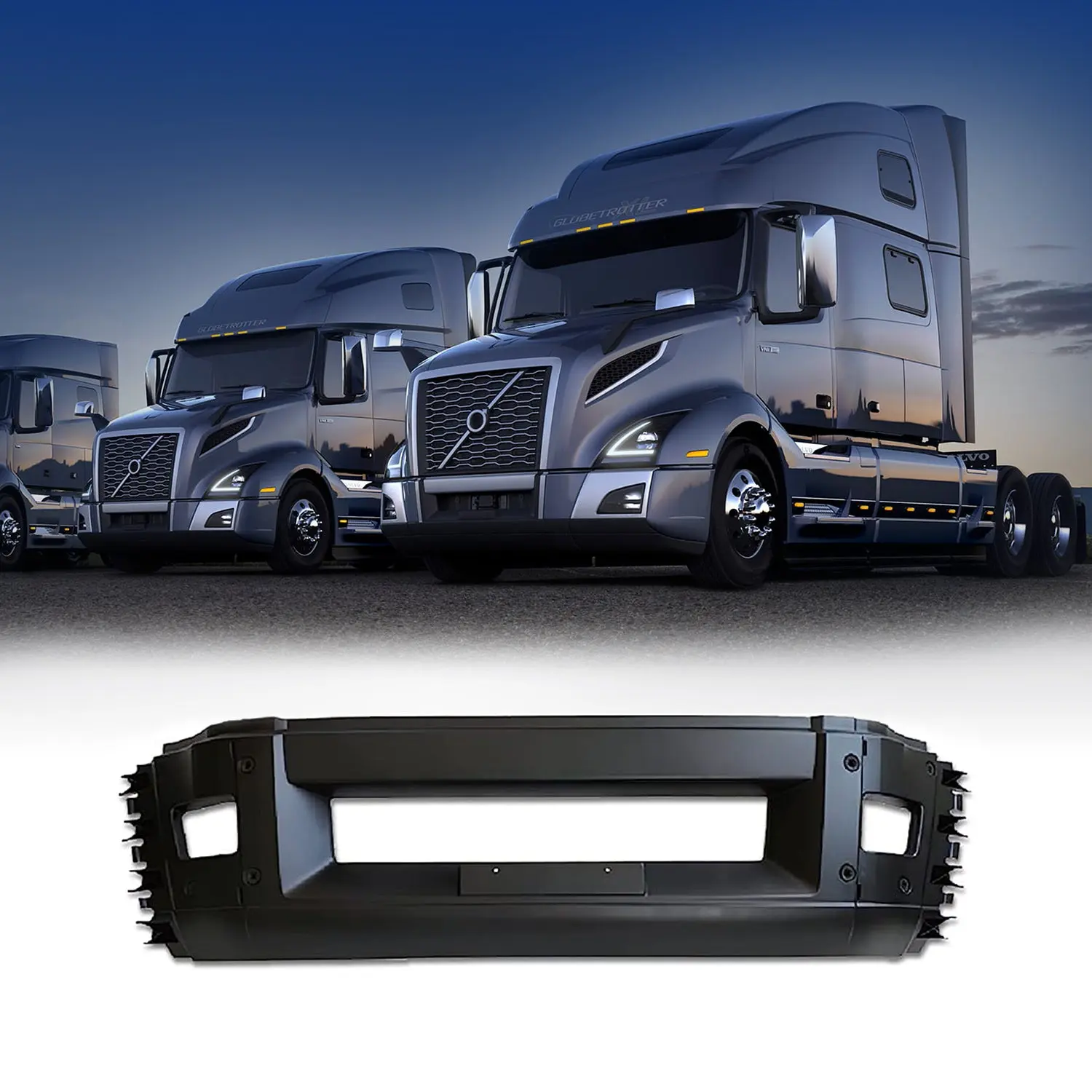 TORQUE Paint-Ready Impact-Resistant OEM Fit Center Bumper Replacement Cover for 2018-2024 Volvo VNL 760, 780, 860 Semi Truck Vehicle (TR452-VLCB)