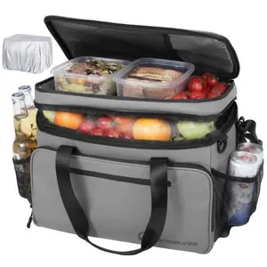 WARMOUNTS Insulated Bag 48 Cans & Soft Cooler Bag 2 in 1, w/ Insulating Cover, Upgraded Leakproof Camping Cooler Bag 2 Compartment for Camping Hiking Picnic Beach