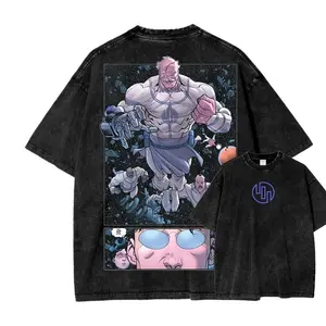Invincible Conquest Viltrumite Warrior Graphic Oversized Acid Washed T-Shirt Black