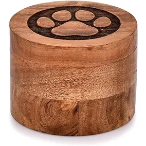 Elegant Wooden Pet Memorial Urn for Ashes - Handcrafted Acacia Wood Keepsake Box - Small Pet Urn for Dogs and Cats (3.5" x 3.5" x 2.5") - Durable and Lightweight - Perfect for Pet Remembrance dog cat ub  pet  feeder cute  cat  stuff doggear  shop pet  bag
