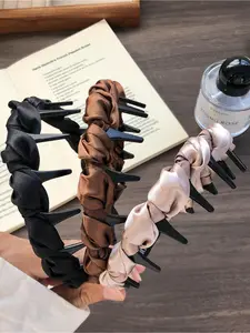 3-piece silk wrapped wide toothed braided headband set, women's casual and fashionable Maillard color hair accessories, hair tied for washing and bathing to prevent hair breakage and scattering, suitable for daily home life