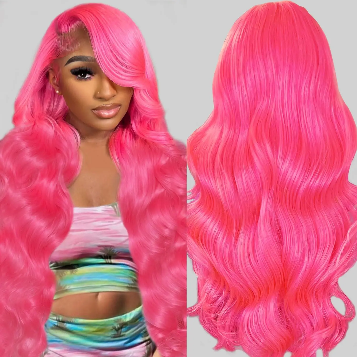 13x6 HD Lace Front Human Hair Wig Glueless Flexi-Fit Drawstring Cap 26 Inch Glaaaaaaam ? Unit: Luvme PreMax 250% Density Water Wave  main image 2