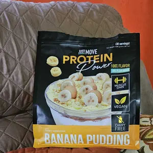 Just Move Protein - Banana Pudding - Vegan (Plant Based) Organic, Dairy Free, Soy Free, Gluten Free, Keto, Peanut Free, 20g Protein, Low Carb, Non GMO supplements fitness dietary supplement loaded workout Nutrition Powder Dessert Flavor Healthy Fruit